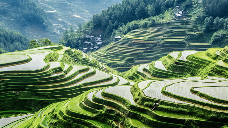刚春种结束的大山深处的梯田,高清,摄影图,摄影图片,图片大全,摄影图免费下载